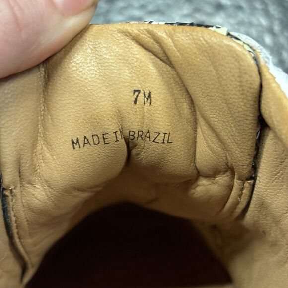 Patricia Green A Mano Lace Up Sneakers White & Snake Skin Ribbon Laces Size 7 - Picture 6 of 11